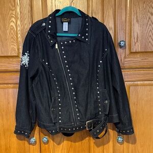 Vintage Bob Mackie Wearable Art Studded Denim Jacket